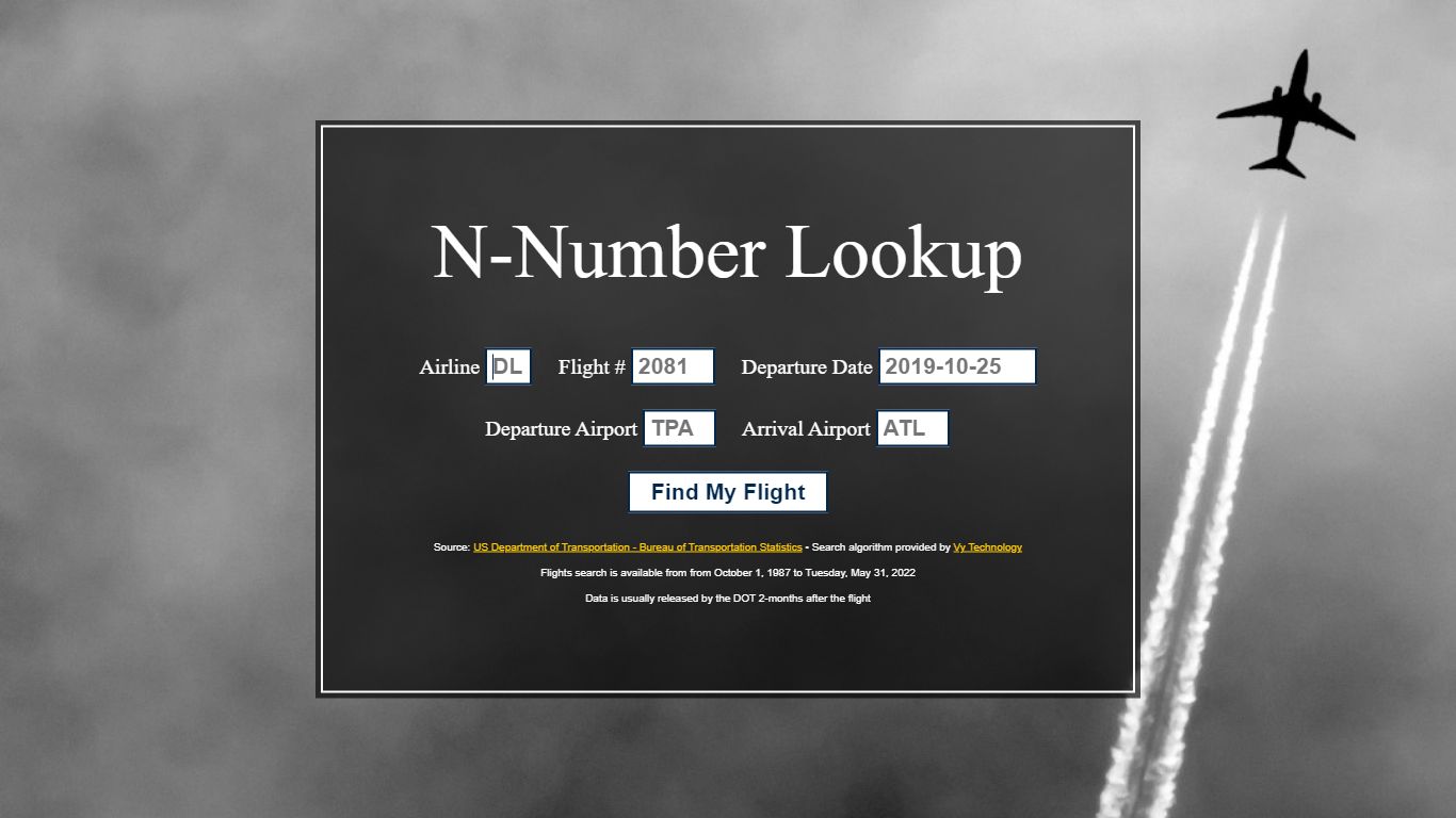 Historical N-Number Lookup :: WhatPlane, a service of Vy Technology